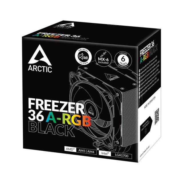 ARCTIC - Freezer 36 A-RGB Procesador Refrigerador de aire 12 cm Negro 1 pieza(s)