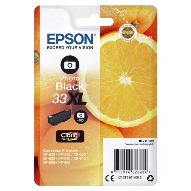 Epson - Oranges Singlepack Photo Black 33XL Claria Premium Ink