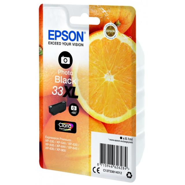 Epson - Oranges Singlepack Photo Black 33XL Claria Premium Ink