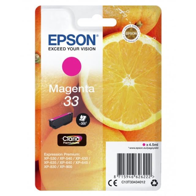 Epson - Oranges Singlepack Magenta 33 Claria Premium Ink