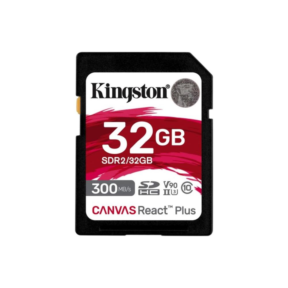 Kingston Technology - 32GB Canvas React Plus SDHC UHS-II 300R/260W U3 V90 for Full HD/4K/8K