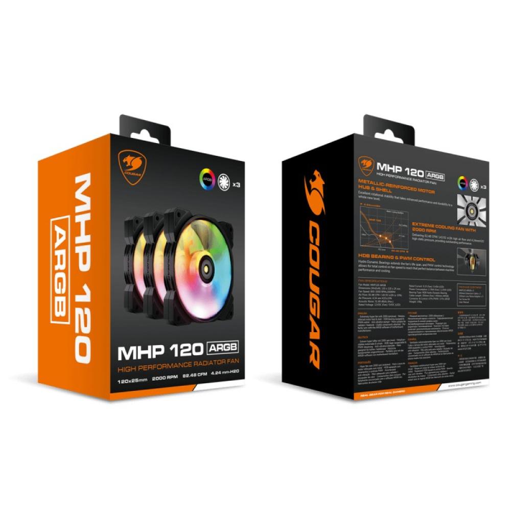 COUGAR - CGR-CF-MHP12HB3-RGB Carcasa del ordenador Refrigerador de aire 12 cm Negro, Blanco 3 pieza(s)