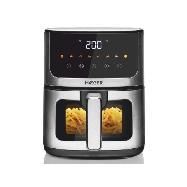 Haeger - AF-D47.005A freidora Sencillo 4,7 L Independiente 1200 W Freidora de aire caliente Negro, Plata