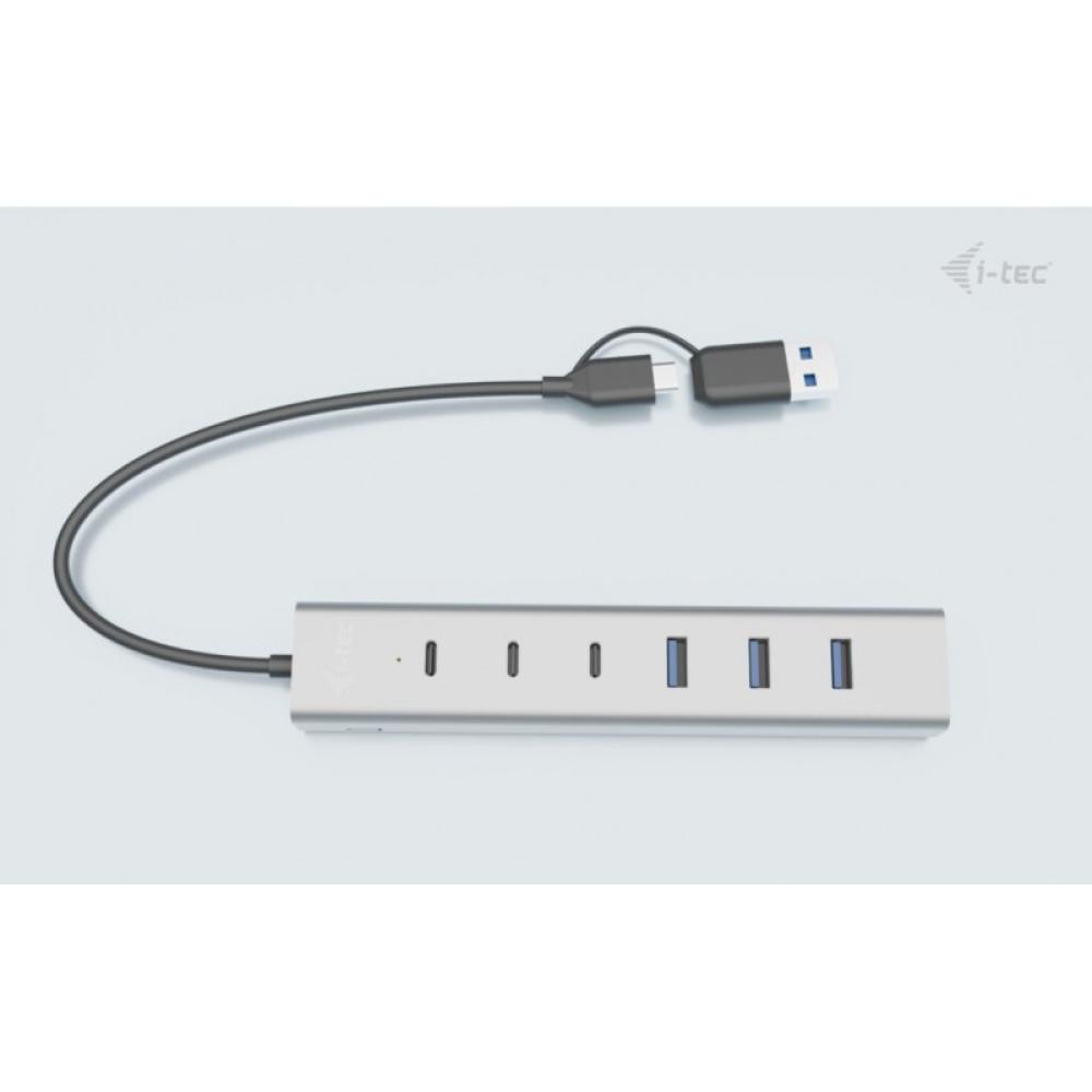 i-tec - USB-C/USB-A Charging Metal HUB 7 port (3x USB-C, 4x USB-A)