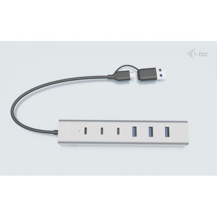 i-tec - USB-C/USB-A Charging Metal HUB 7 port (3x USB-C, 4x USB-A)