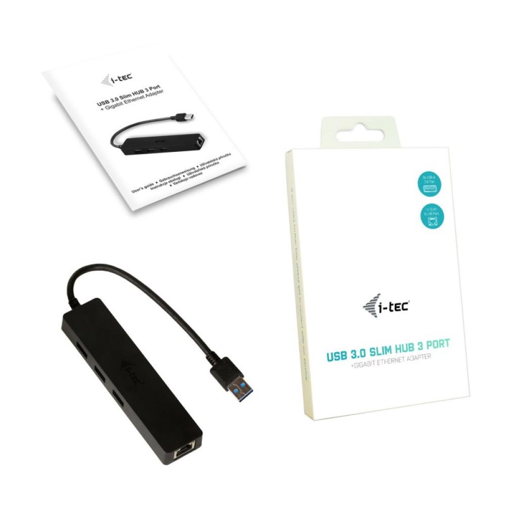 i-tec - Advance USB 3.0 Slim HUB 3 Port + Gigabit Ethernet Adapter