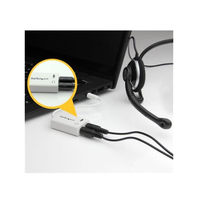 StarTech.com - Adaptador de Auriculares con Micrófono Mini-Jack 3,5mm 4 pines a Conectores de Auriculares y de Micrófono - M a 2