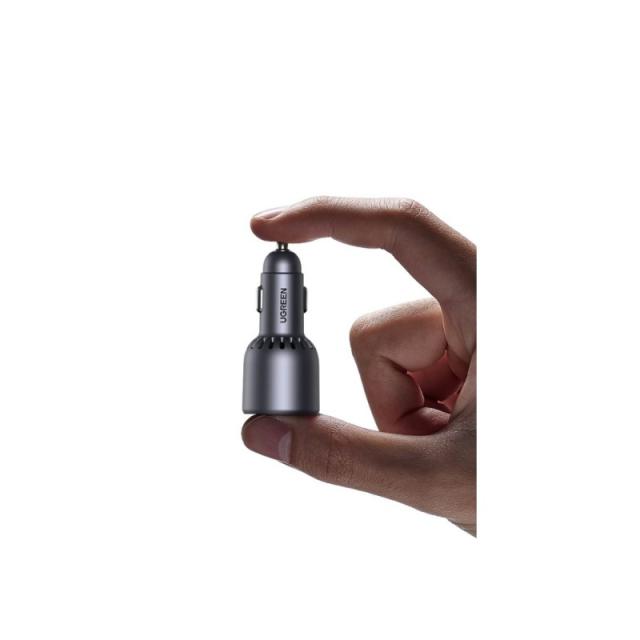 Ugreen - 75W 3-Port Fast Car Charg gray Ordenador portátil, Teléfono móvil, Reloj inteligente, Tableta, Teléfono Gris Encendedor