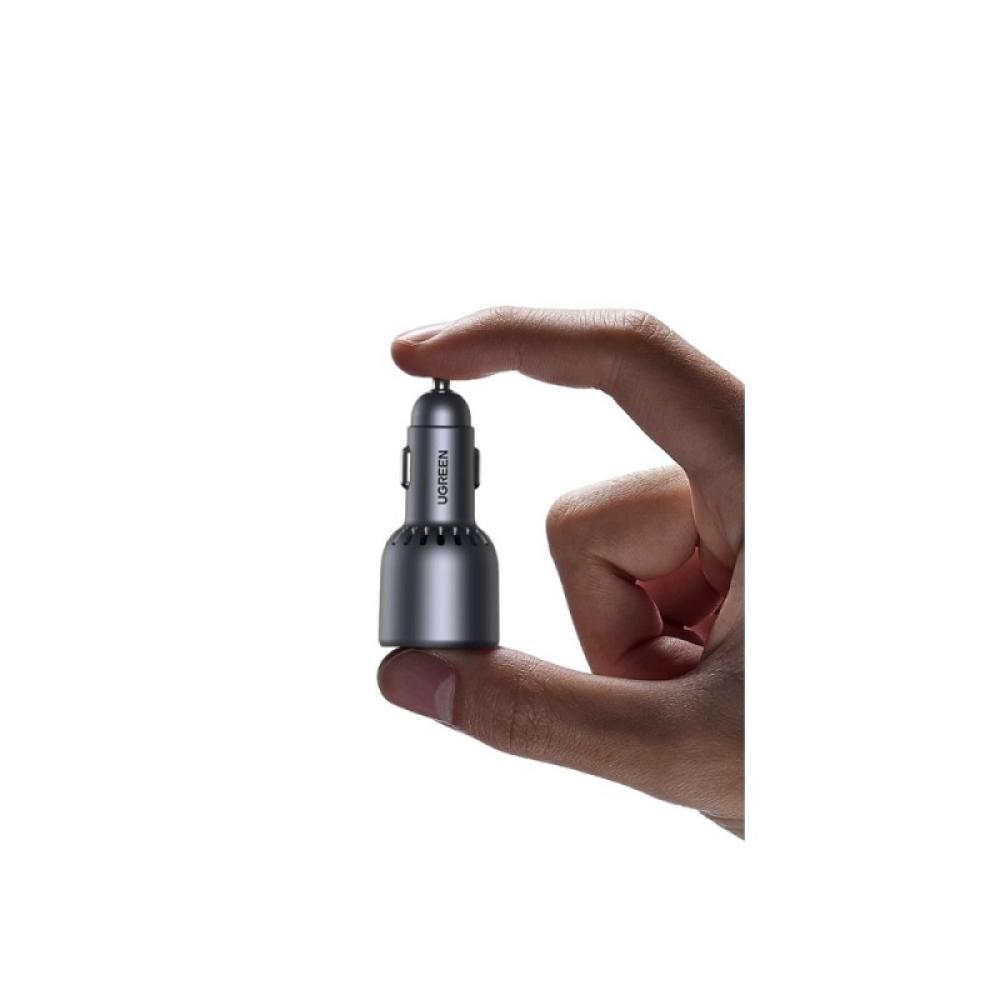 Ugreen - 75W 3-Port Fast Car Charg gray Ordenador portátil, Teléfono móvil, Reloj inteligente, Tableta, Teléfono Gris Encendedor