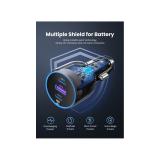 Ugreen - 75W 3-Port Fast Car Charg gray Ordenador portátil, Teléfono móvil, Reloj inteligente, Tableta, Teléfono Gris Encendedor