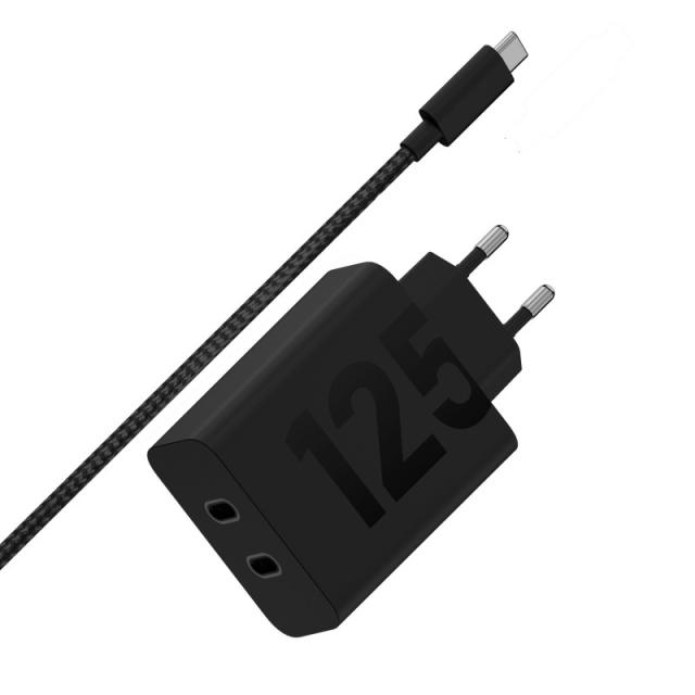 Motorola - TurboPower 125W Duo Charger Universal Negro Corriente alterna Carga rápida Interior