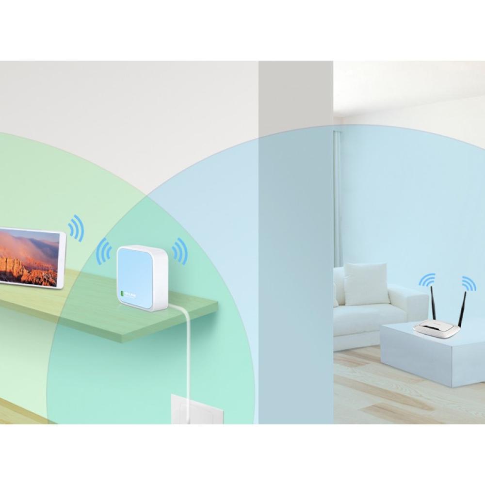 TP-Link - TL-WR802N router inalámbrico Ethernet rápido Banda única (2,4 GHz) Azul, Blanco - TL-WR802N