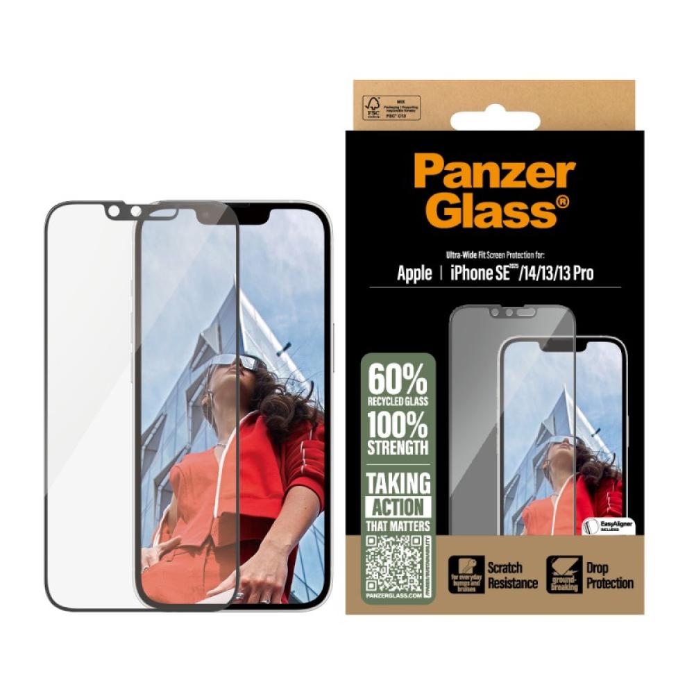 PanzerGlass - Screen Protector iPhone 16e / 14 / 13 / 13 Pro / Ultra-Wide Fit w. EasyAligner Protector de pantalla Apple 1 pieza
