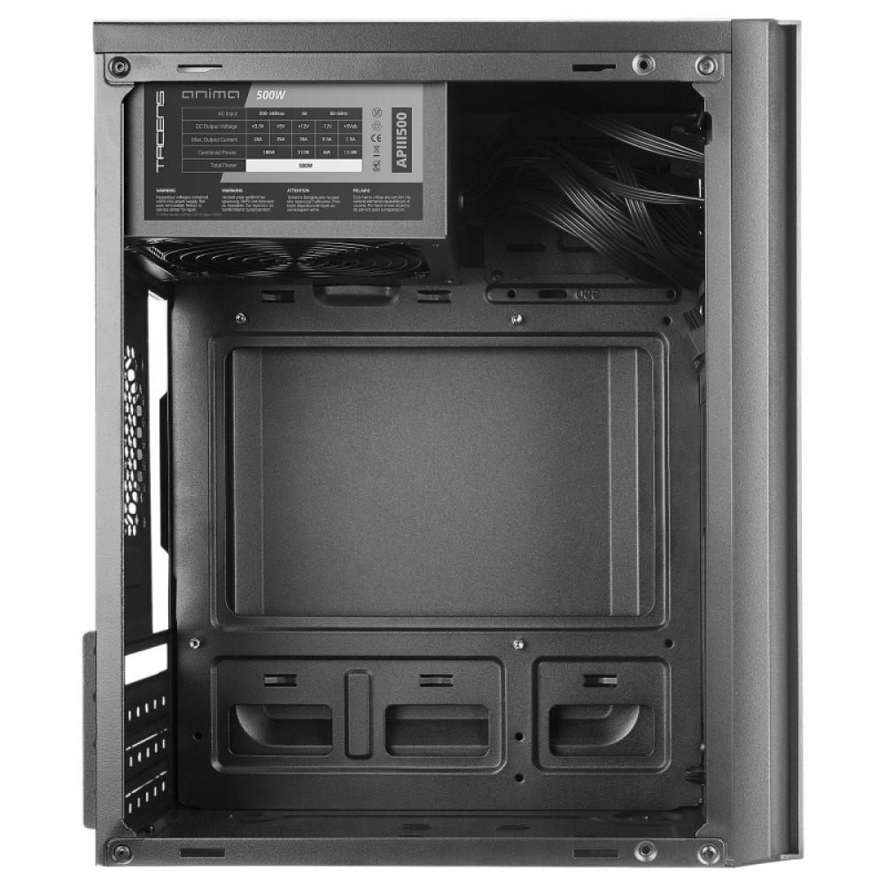 Tacens Anima - AC6500, Caja Ordenador Compacta Micro ATX, Frontal Malla Refrigeración, Fuente Alimentación 500W, USB 3.0, Negro