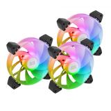 Mars Gaming - MF-3AR, Kit 3x Ventiladores 120mm FDB, Aspas Invertidas, Iluminación ARGB 360° Sin Marco, Iluminación Anil - MF3AR