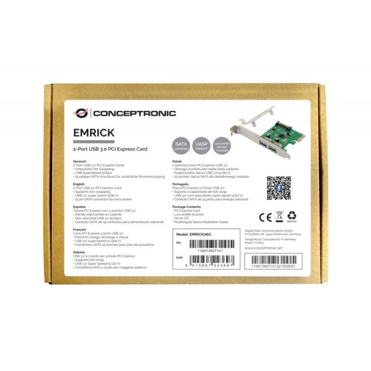 Conceptronic - EMRICK06G tarjeta y adaptador de interfaz Interno USB 3.2 Gen 1 (3.1 Gen 1)