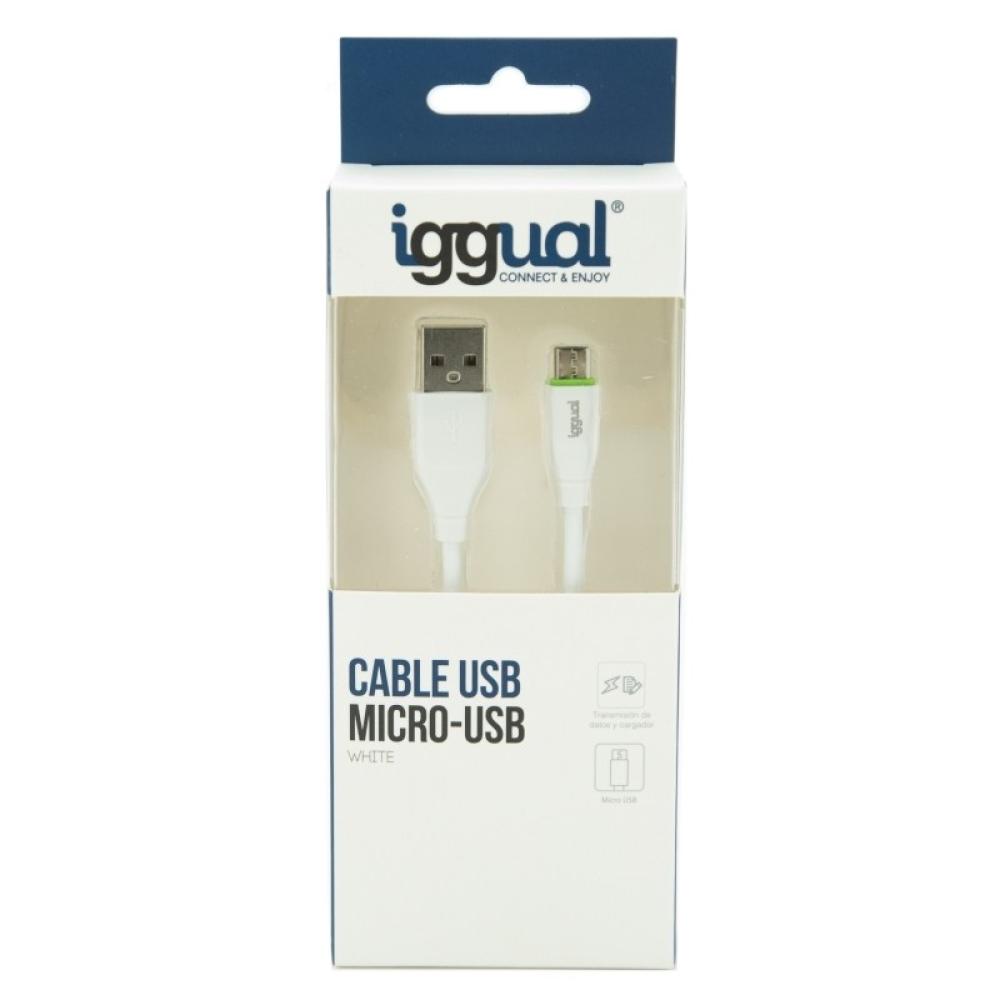 iggual - cable USB-A/micro-USB 100 cm blanco