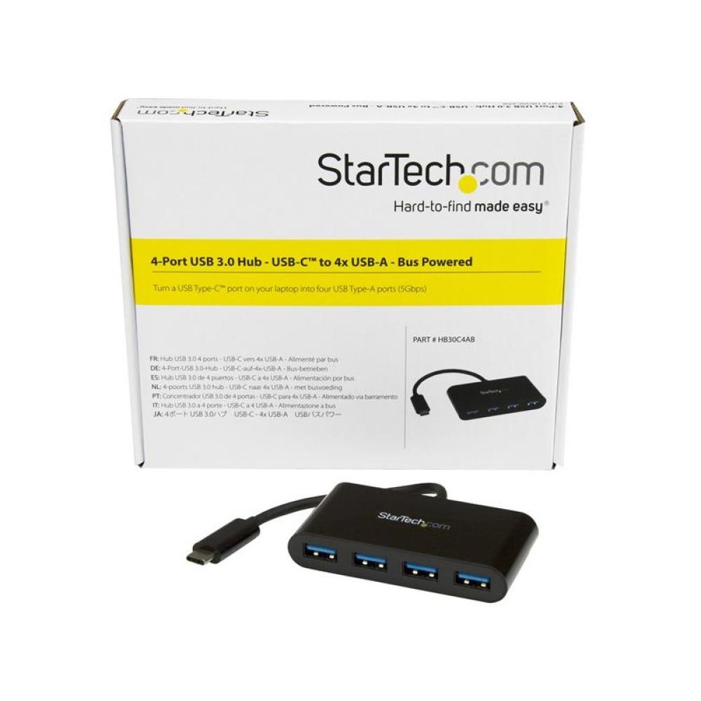 StarTech.com - Hub Concentrador USB 3.0 (5Gbps) de 4 Puertos - Ladrón USB-C a 4x USB A - Alimentado por el Bus