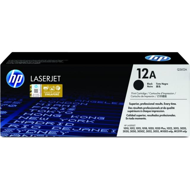 HP - Cartucho de tóner original LaserJet 12A negro