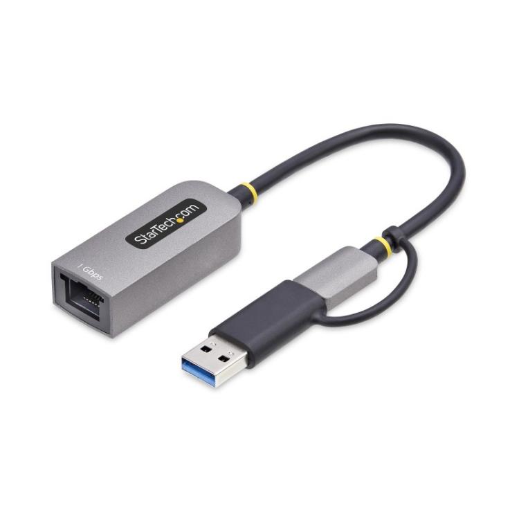 StarTech.com - Adaptador USB-C a Ethernet con Dongle USB-A - Adaptador de Red USB Tipo C - Adaptador Ethernet - 10/100/1000Mbps