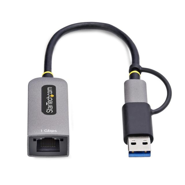 StarTech.com - Adaptador USB-C a Ethernet con Dongle USB-A - Adaptador de Red USB Tipo C - Adaptador Ethernet - 10/100/1000Mbps