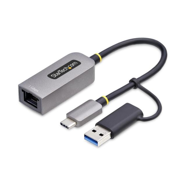 StarTech.com - Adaptador USB-C a Ethernet con Dongle USB-A - Adaptador de Red USB Tipo C - Adaptador Ethernet - 10/100/1000Mbps