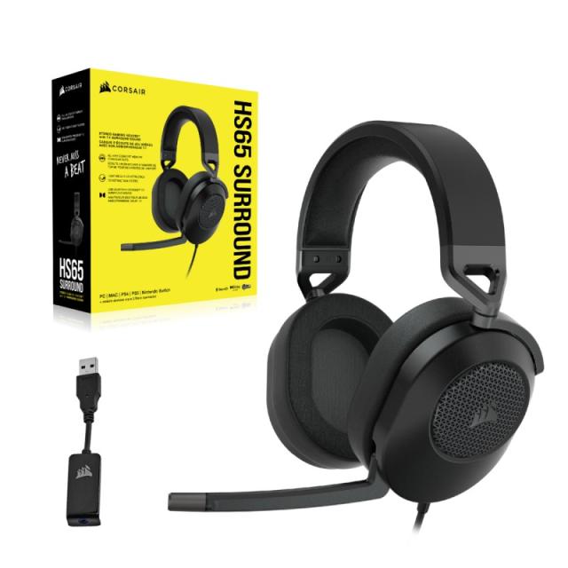 Corsair - HS65 SURROUND Auriculares Alámbrico De mano Juego Carbono