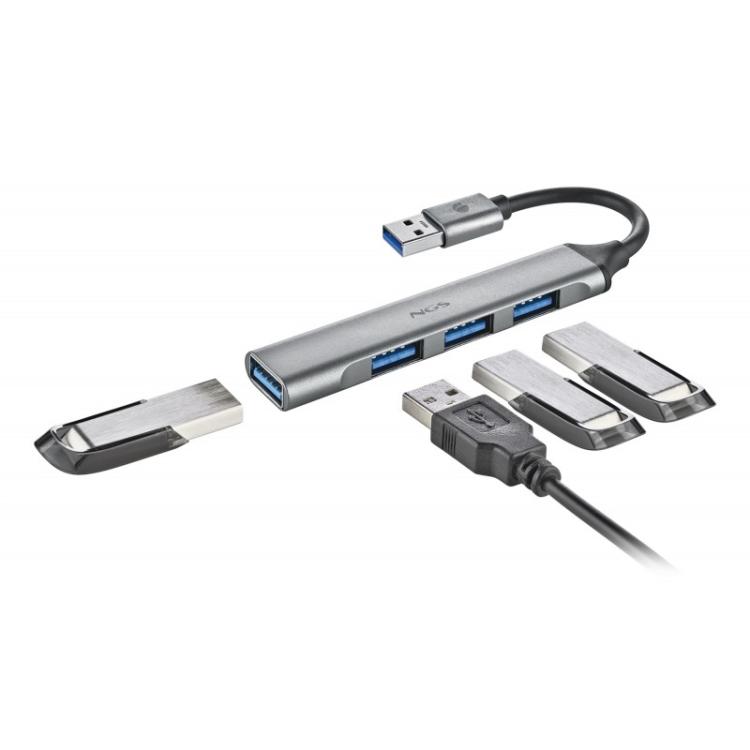 NGS - IHUB4 MICRO USB 3.2 Gen 1 (3.1 Gen 1) Type-A 5000 Mbit/s Plata