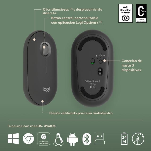 Logitech - 920-012227 teclado Ratón incluido Universal RF Wireless + Bluetooth QWERTY Español Grafito