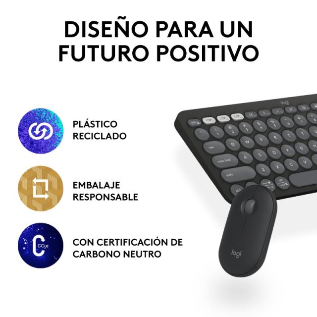Logitech - 920-012227 teclado Ratón incluido Universal RF Wireless + Bluetooth QWERTY Español Grafito