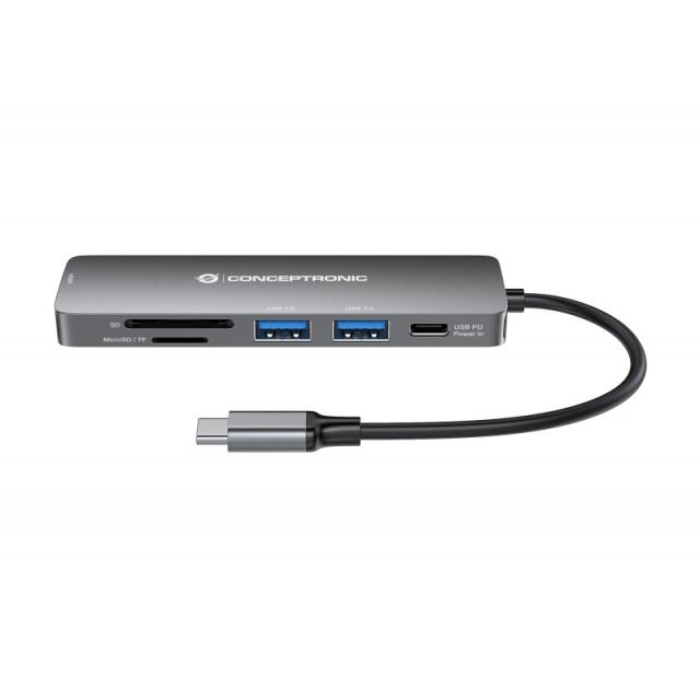 Conceptronic - DONN11G base para portátil y replicador de puertos Alámbrico USB 3.2 Gen 1 (3.1 Gen 1) Type-C Gris
