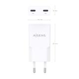 AISENS - ASCH-30W2P048-W cargador de dispositivo móvil Cámara digital, MP3, MP4, Teléfono móvil, Navegante, Portátil, Consola de