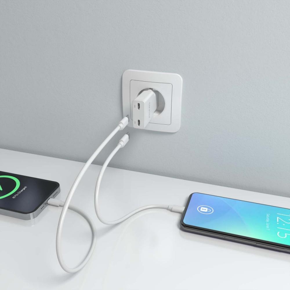 AISENS - ASCH-30W2P048-W cargador de dispositivo móvil Cámara digital, MP3, MP4, Teléfono móvil, Navegante, Portátil, Consola de