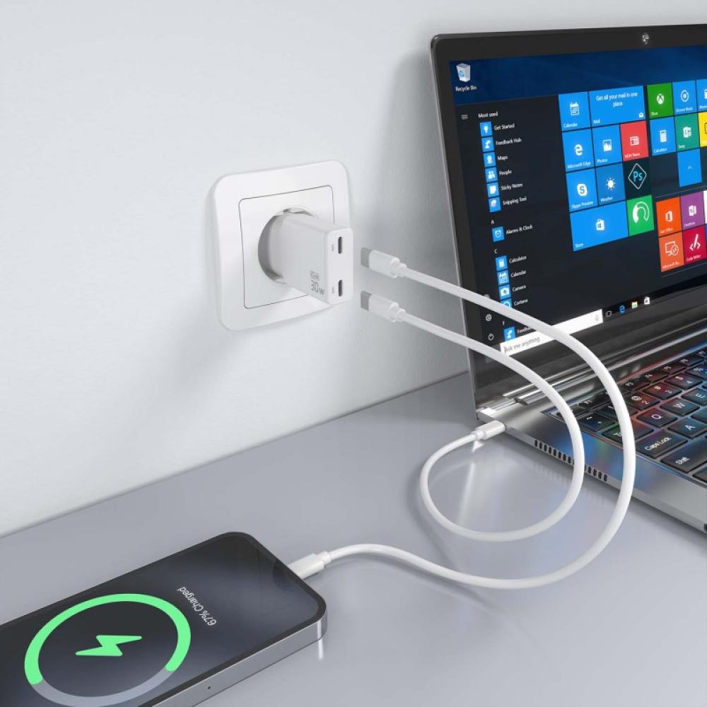 AISENS - ASCH-30W2P048-W cargador de dispositivo móvil Cámara digital, MP3, MP4, Teléfono móvil, Navegante, Portátil, Consola de