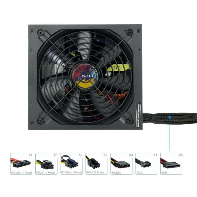 TooQ - TQAPOLO-750SP unidad de fuente de alimentación 750 W 20+4 pin ATX ATX Negro