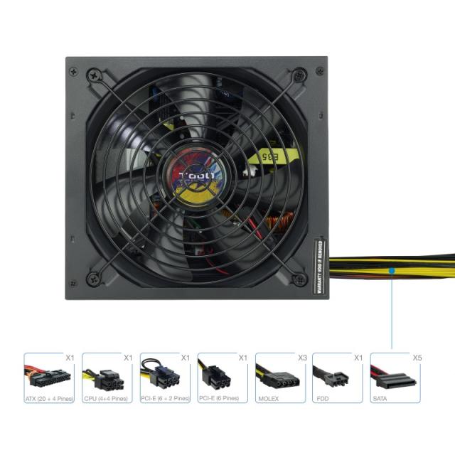 TooQ - TQAPOLO-700SP unidad de fuente de alimentación 700 W 20+4 pin ATX ATX Negro