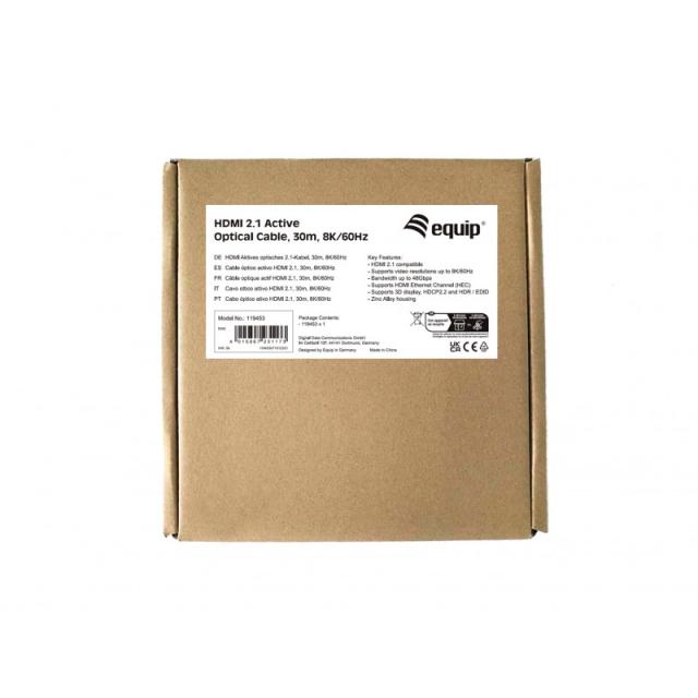 Equip - 19453 Cable óptico activo HDMI 2.1, 30 m, 8K/60 Hz, 4K/120 Hz