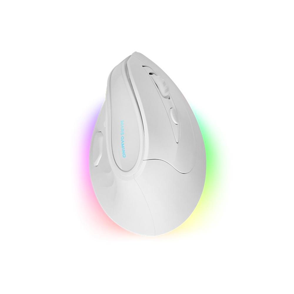 Mars Gaming - MM-SK, Ratón Gaming Inalámbrico Vertical, Diseño Ergonómico, Iluminación RGB Chroma, Sensor Óptico Pixart 8400DPI,