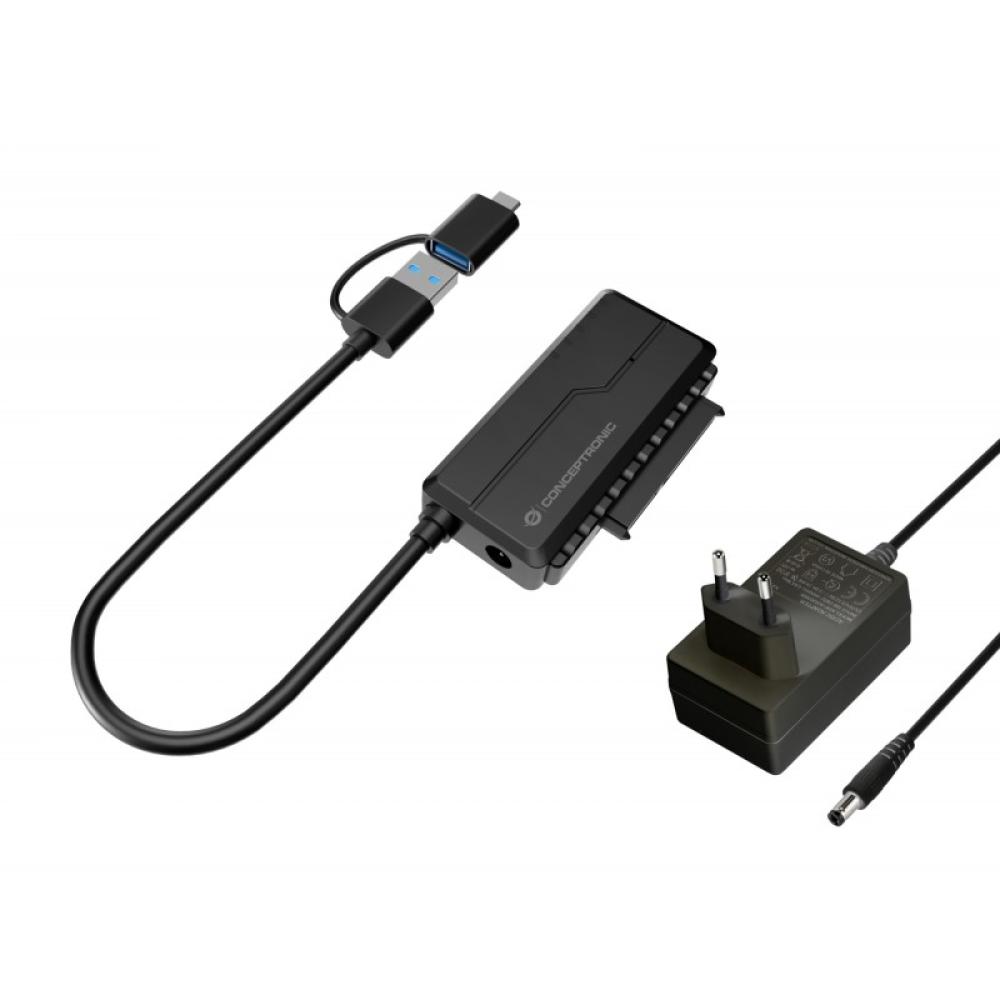 Conceptronic - ABBY21B cambiador de género para cable USB Type-A SATA 22-pin Negro