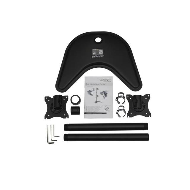 StarTech.com - Soporte Vertical de Acero de Servicio Pesado para dos Monitores - Base Ajustable VESA para Pantallas de hasta 27