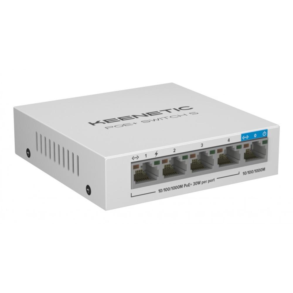 Keenetic - Switch Gigabit de 5 puertos con 4 puertos PoE+ y asignación de energía de 60 W