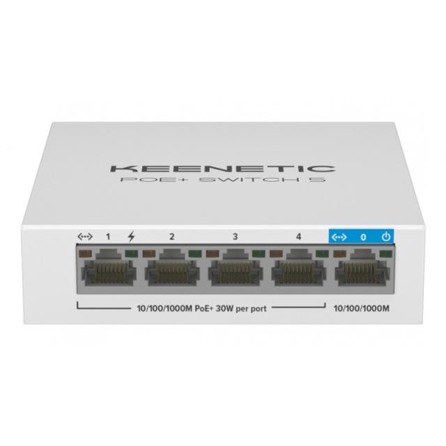 Keenetic - Switch Gigabit de 5 puertos con 4 puertos PoE+ y asignación de energía de 60 W