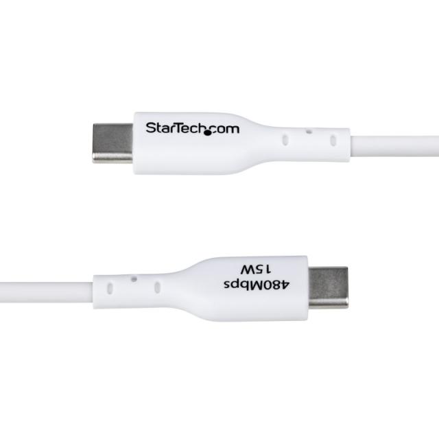 StarTech.com - Cable Cargador USB-A a USB-C de 1m - Cable Adaptador USB-A a USB Tipo C - 3A - Cable de Carga y S - USB2AC1MNCWHE