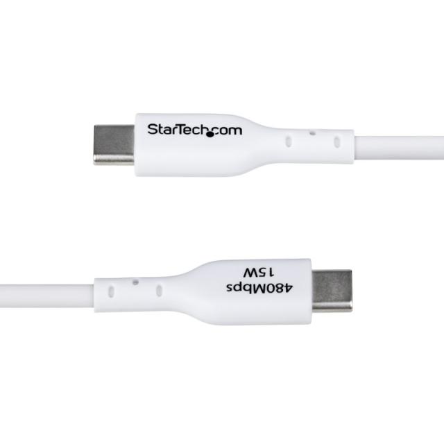 StarTech.com - Cable de Carga USB-A a USB-C Blanco de 2m - Cable de Carga USB Tipo C - Carga Rápida de 3A - Cable de Transferenc