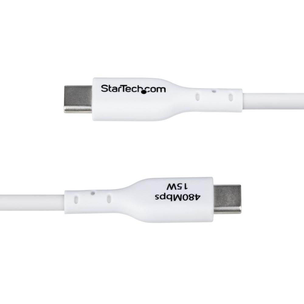 StarTech.com - Cable de Carga USB-A a USB-C Blanco de 2m - Cable de Carga USB Tipo C - Carga Rápida de 3A - Cable de Transferenc