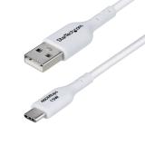 StarTech.com - Cable de Carga USB-A a USB-C Blanco de 2m - Cable de Carga USB Tipo C - Carga Rápida de 3A - Cable de Transferenc